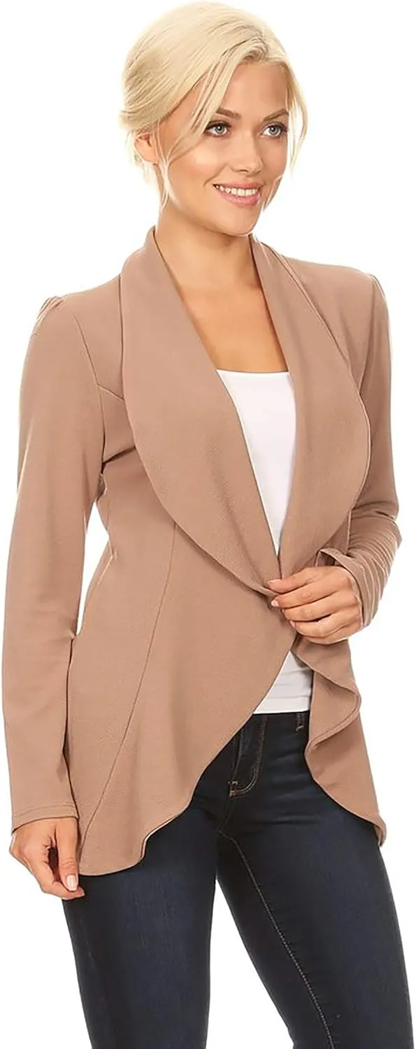 Women's Classic Casual Work Draped Open Front Blazer