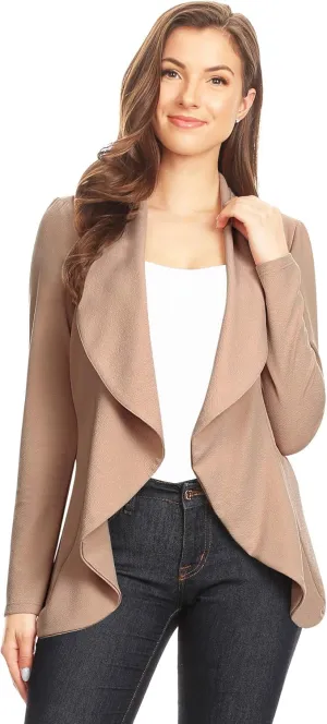 Women's Classic Casual Work Draped Open Front Blazer