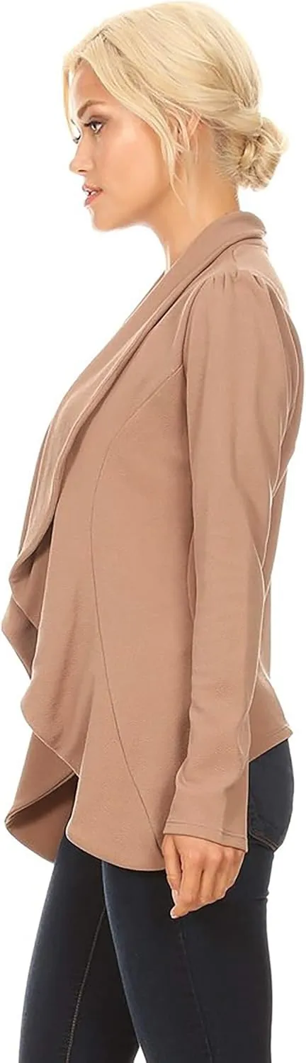 Women's Classic Casual Work Draped Open Front Blazer