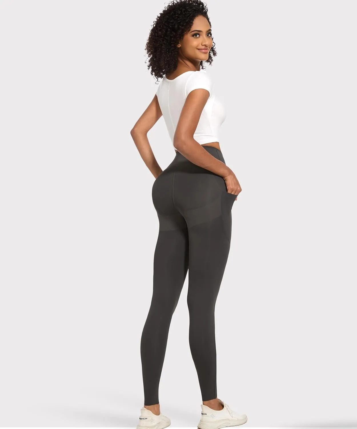 Women's Compression Leggings Butt Lifting Work Out Athletic Gym High Waist Tummy Control Stretchy with Pockets