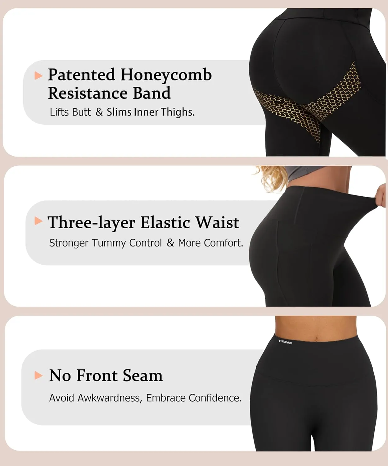 Women's Compression Leggings Butt Lifting Work Out Athletic Gym High Waist Tummy Control Stretchy with Pockets