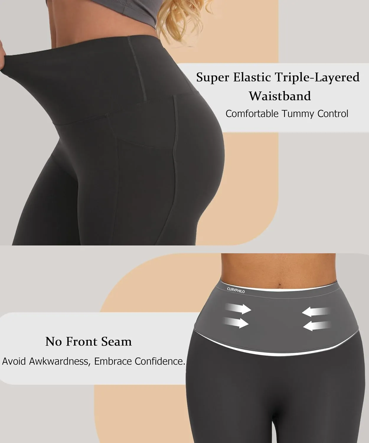 Women's Compression Leggings Butt Lifting Work Out Athletic Gym High Waist Tummy Control Stretchy with Pockets