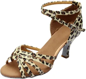 Womens Dress Sandals Open Toe Latin Dance Shoes Tango Performance Shoes Chunky Heels Professional Dance Shoe