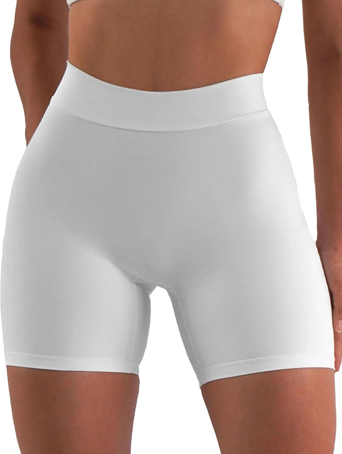 Women's High Waisted Workout Shorts - Butt Lifting Yoga Short Pants with V-Cut Back, 4-Way Stretch Gym Biker Shorts