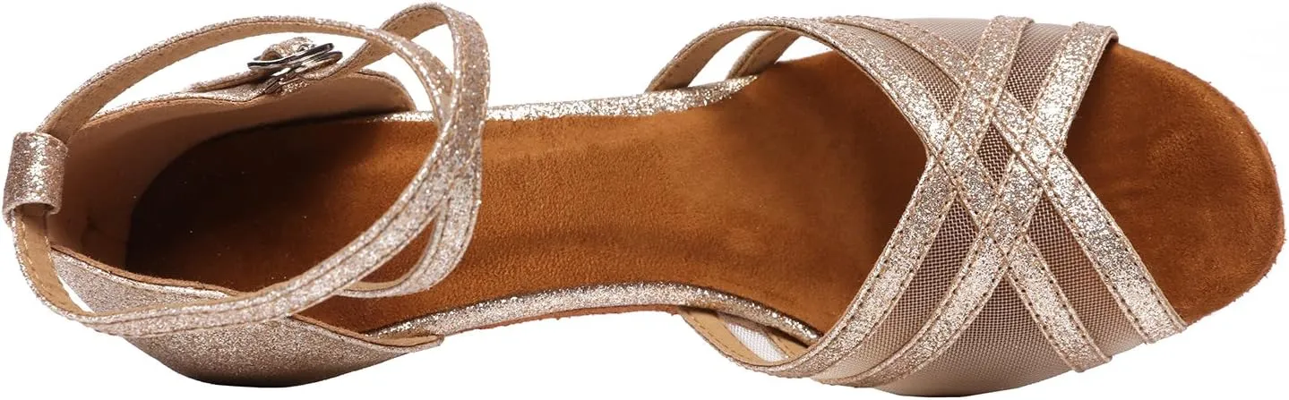 Women's Latin Dance Shoes Female's Ballroom Salsa Dance Shoes Gold Silver 2.5 Inch Heel