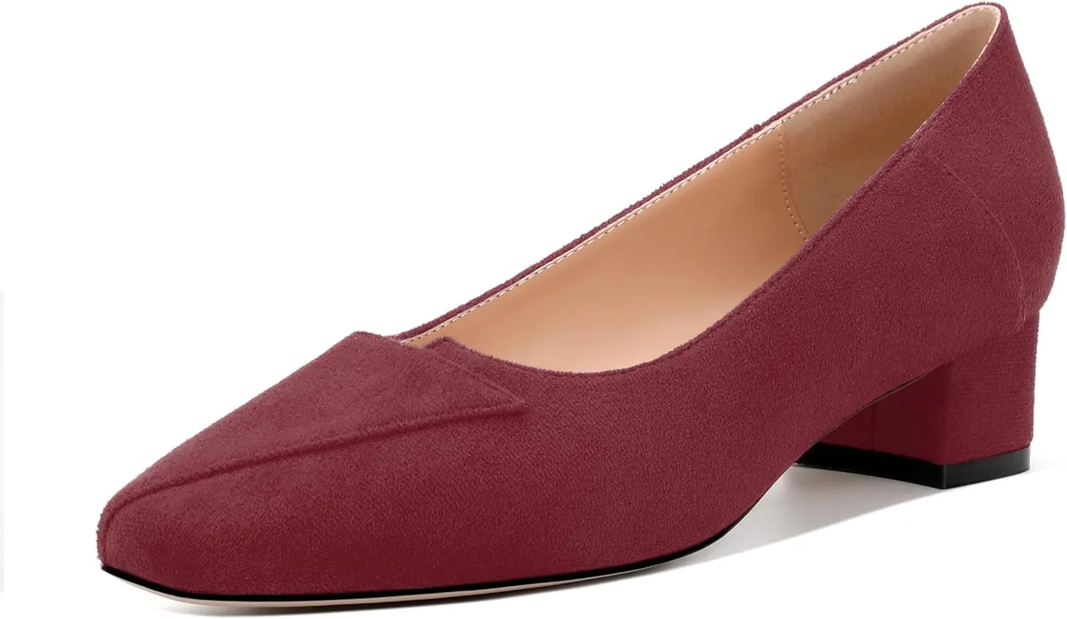 Womens Pumps, Low Chunky Block Heels for Women, Square Toe Womens Dress Shoes for Party and Office, Patent Dress Pumps