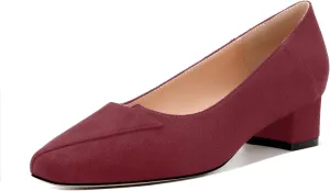 Womens Pumps, Low Chunky Block Heels for Women, Square Toe Womens Dress Shoes for Party and Office, Patent Dress Pumps