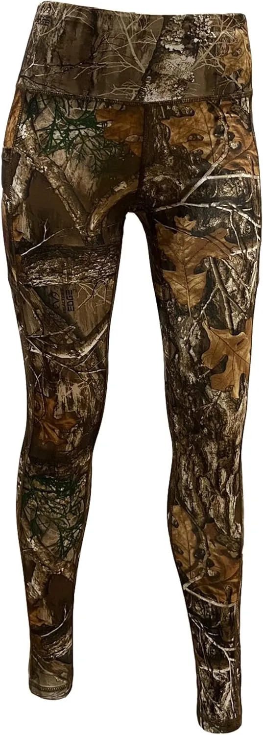 Women's Realtree Edge Full Camo High Waist Leggings for Sports, Yoga, Gym, Lifestyle, Hunting, Fishing, Outdoor Adventures