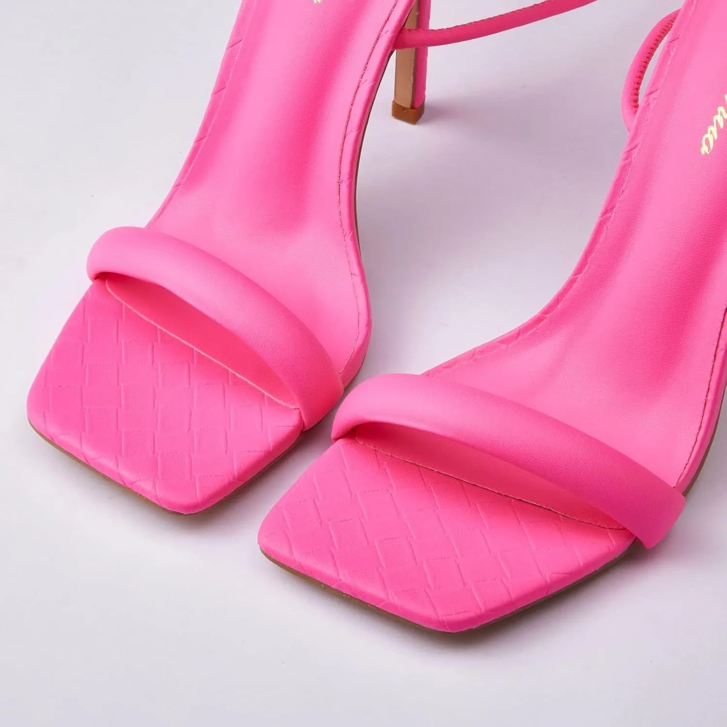 Women's Stiletto Lace up Heels Square Toe Strappy Heels Sandals Open Toe Party Wedding Shoes