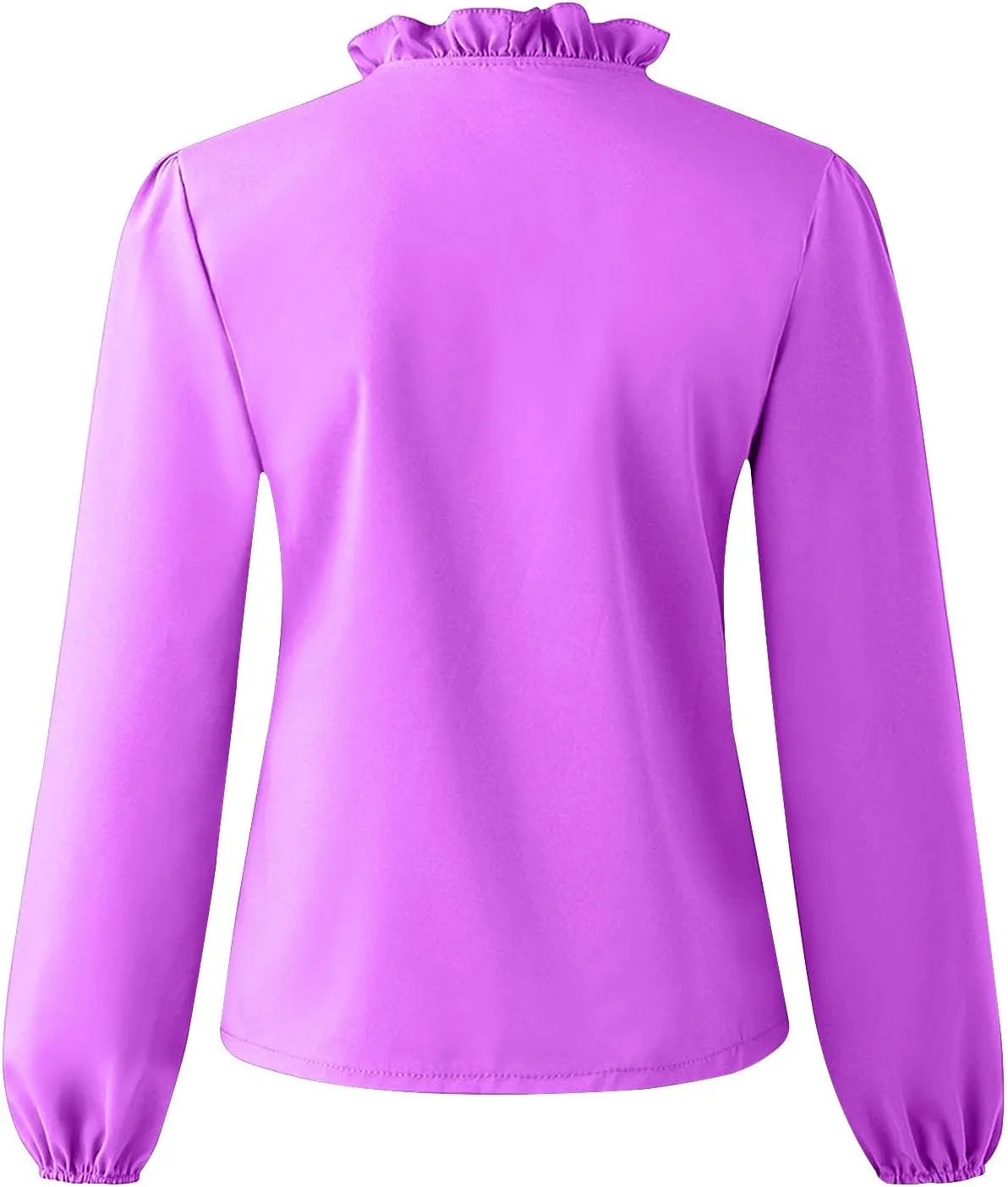 Womens Tops Long Sleeve Loose Fit Ruffle Hem V Neck Solid Button Down Shirt Causal Dressy Blouse Fall Outfits Clothes