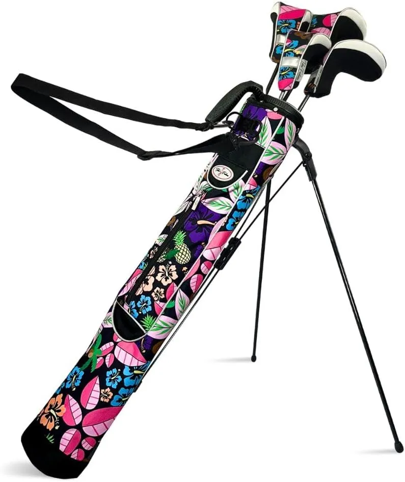 Women's Ultralight Sunday Golf Bag | Taboo Fashions Stand Bag | Range Bag, Par 3, Executive Course | Self Flexing Stand, Adjustable Strap (Floral)