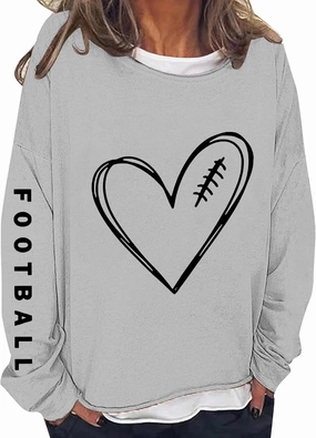 Womens Football Sequin Y2k Sweatshirt Lover Gift Loose Casual Long Sleeve Sweatshirt Tops Football Rugby Game Day