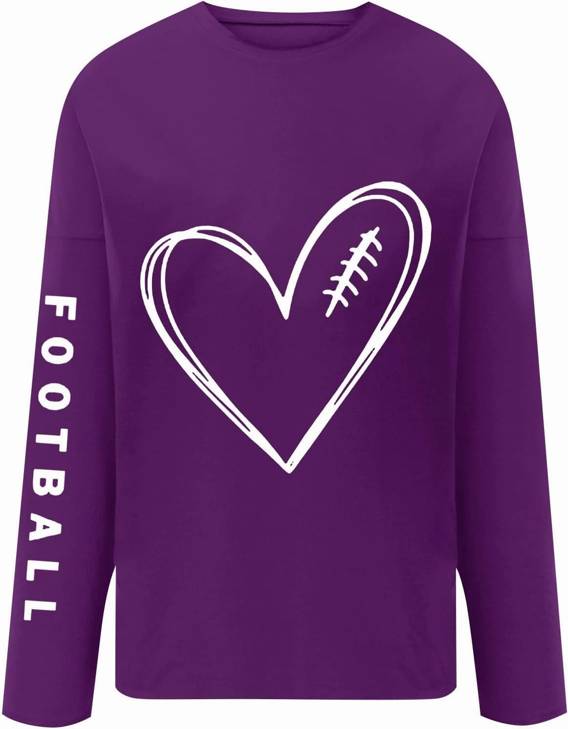 Womens Football Sequin Y2k Sweatshirt Lover Gift Loose Casual Long Sleeve Sweatshirt Tops Football Rugby Game Day