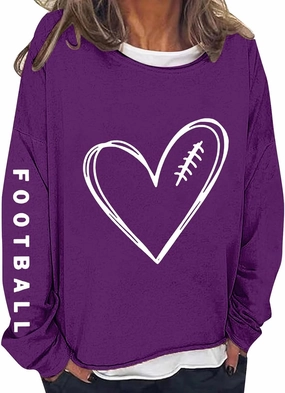 Womens Football Sequin Y2k Sweatshirt Lover Gift Loose Casual Long Sleeve Sweatshirt Tops Football Rugby Game Day