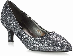 Womens Glitter Pointed Shoes Ladies Slip On Low Heel Party Courts Pumps Size 3-8