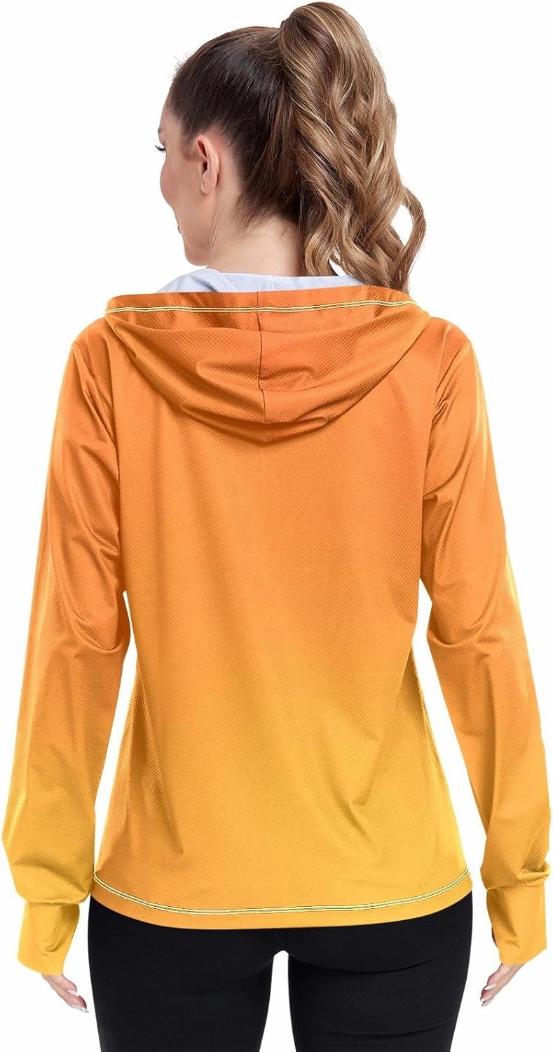 Womens Sun Protection Shirts Pink Green Glitter Athletic Jacket with Thumb Holes Womens SPF 50 Shirts Long Sleeve Lightweight