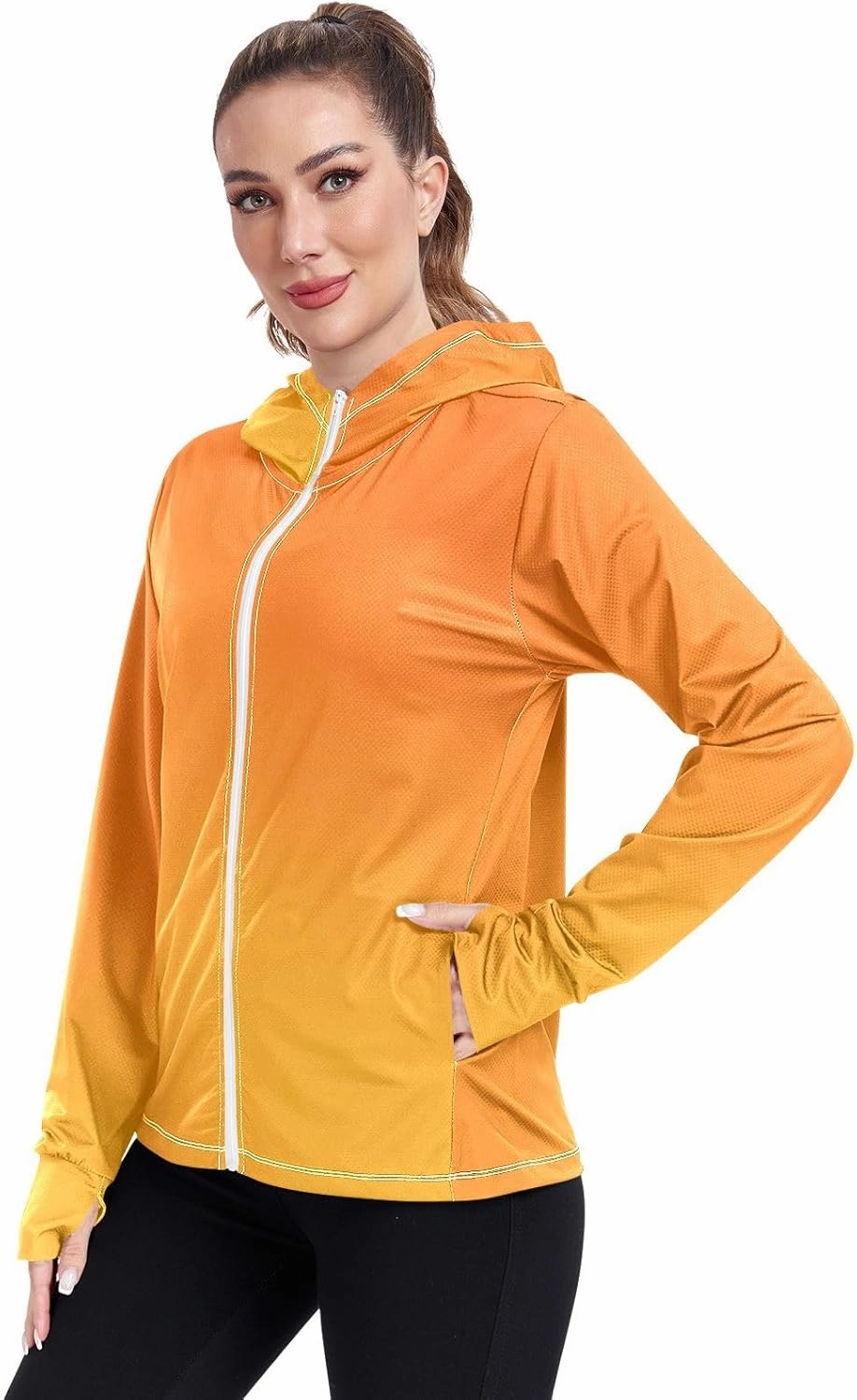 Womens Sun Protection Shirts Pink Green Glitter Athletic Jacket with Thumb Holes Womens SPF 50 Shirts Long Sleeve Lightweight