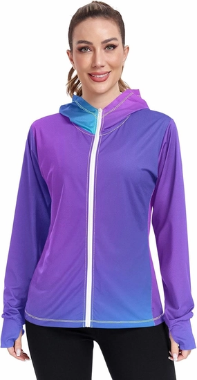 Womens Sun Protection Shirts Pink Green Glitter Athletic Jacket with Thumb Holes Womens SPF 50 Shirts Long Sleeve Lightweight