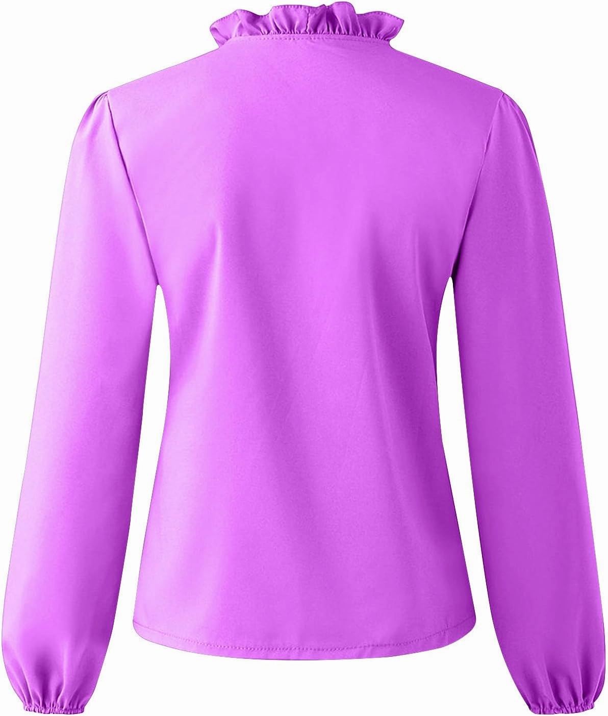 Womens Tops Long Sleeve Loose Fit Ruffle Hem V Neck Solid Button Down Shirt Causal Dressy Blouse Fall Outfits Clothes