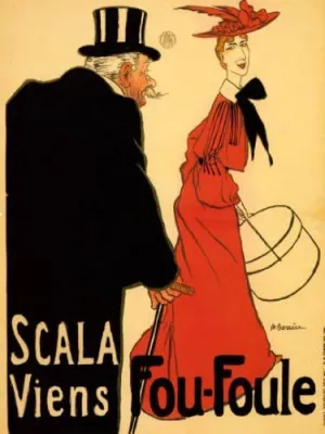 WONDERFULITEMS Fashion RED Dress Girl Scala Viens Fou-FOULE French Vintage Poster REPRO