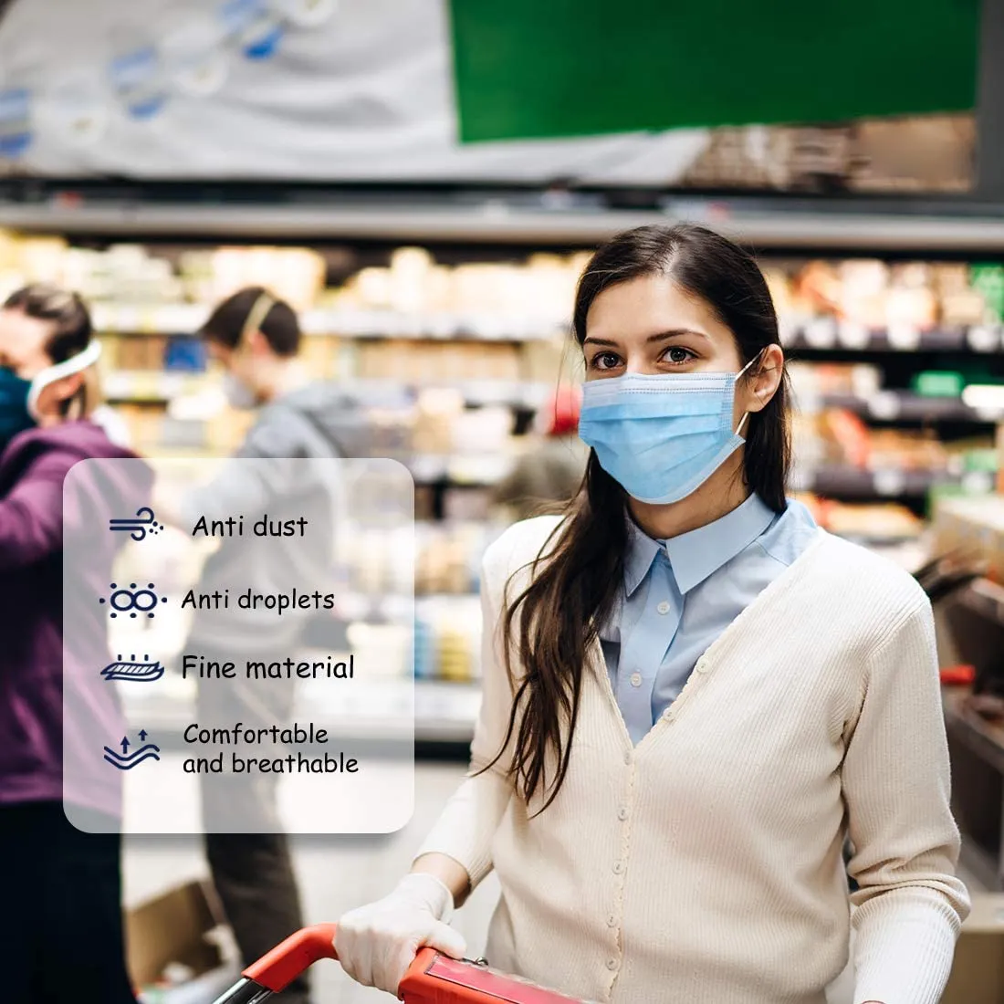 Woowooh Disposable 3-Ply Face Mask Antiviral Medical Surgical Mask with Earloop Polypropylene Masks for Personal Health