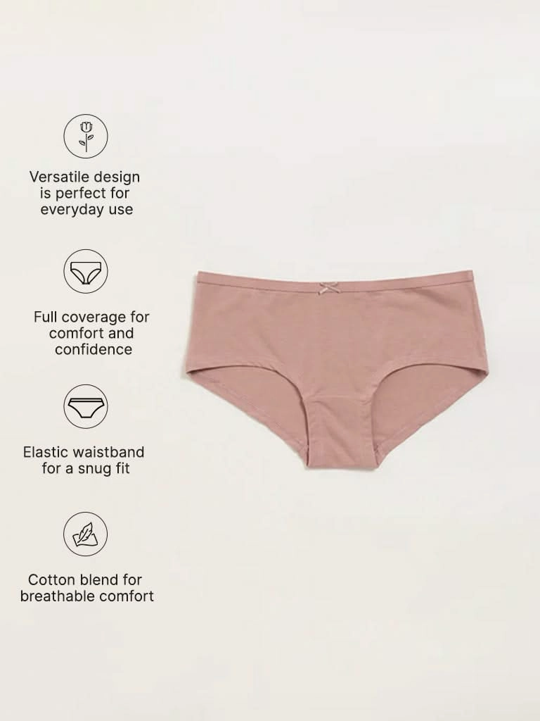 Wunderlove Solid Low Rise Cotton Blend Shorts - Pack of 3