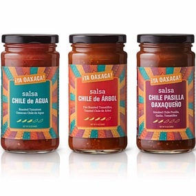 Ya Oaxaca - Salsa Variety Pack - Bright & Flavorful - Includes one each Salsa Pasilla, Arbol, & Agua - Gluten Free, Non GMO, Vegan - 12 Ounces (Pack of 3)
