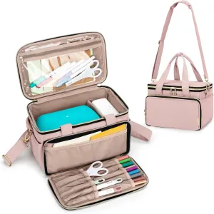 Yarwo Carrying Case Compatible with Cricut Joy, Travel Storage Bag for Craft Pen Set and Power Cord, Dusty Rose