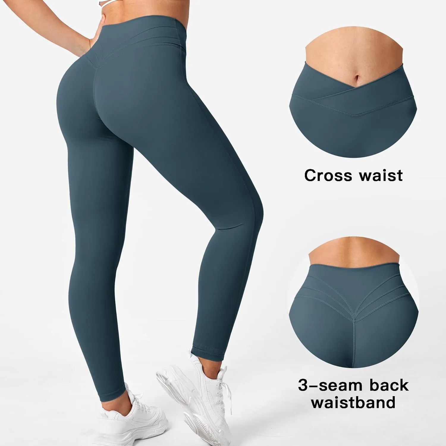 YEOREO Workout Leggings for Women Tummy Control Butt Lifting Leggings High Waisted Cross Waist Gym Yoga Compression Pants