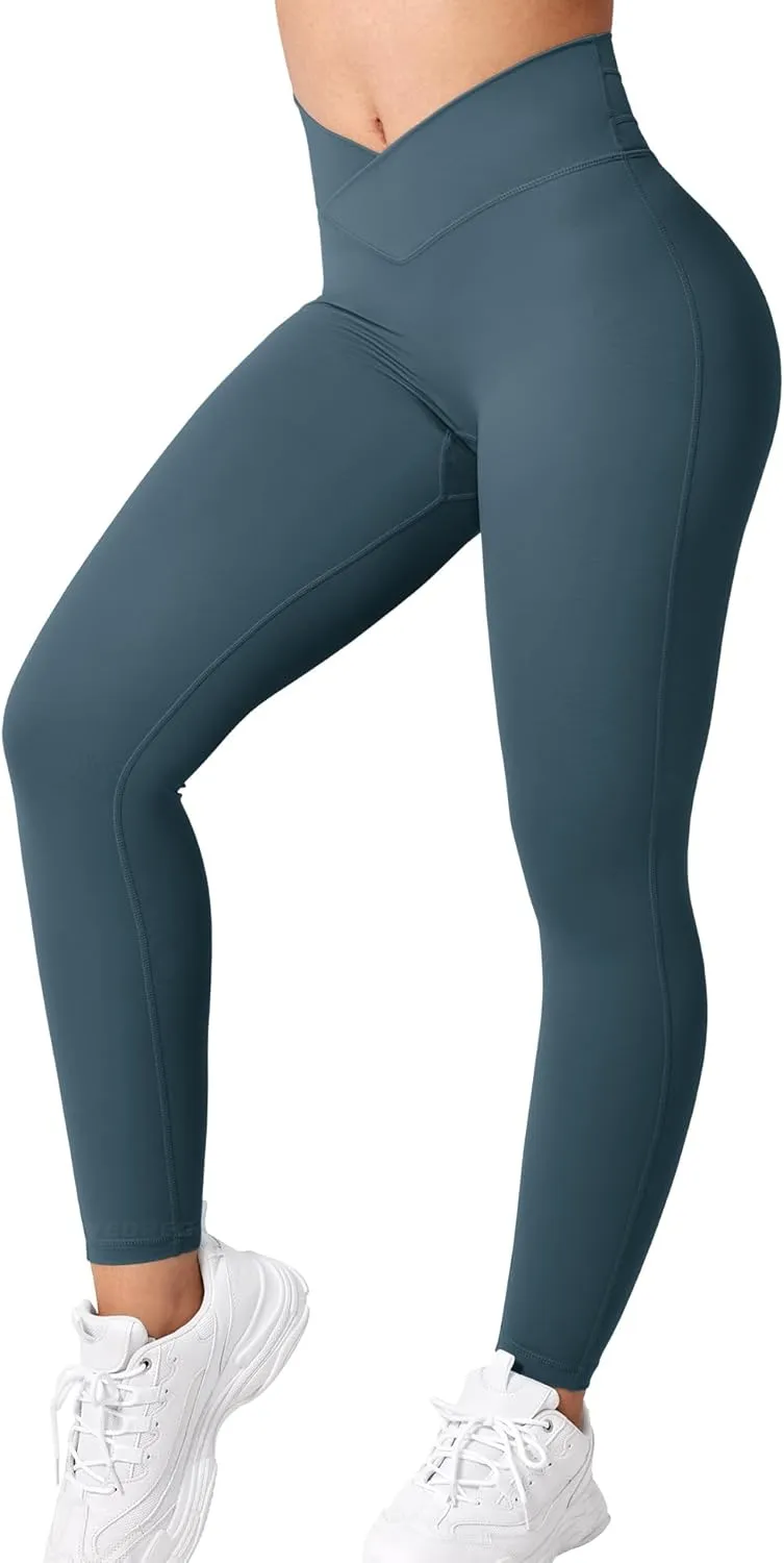 YEOREO Workout Leggings for Women Tummy Control Butt Lifting Leggings High Waisted Cross Waist Gym Yoga Compression Pants