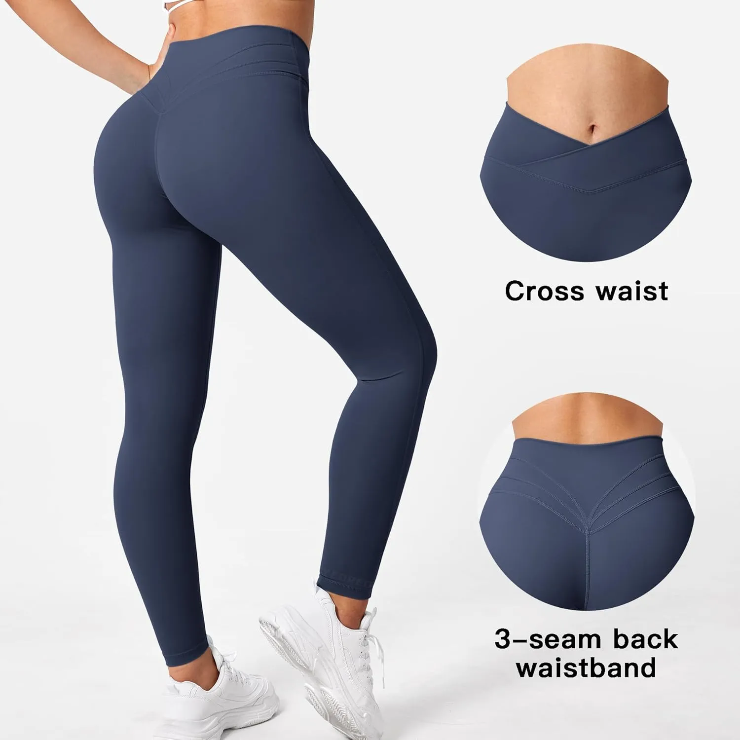 YEOREO Workout Leggings for Women Tummy Control Butt Lifting Leggings High Waisted Cross Waist Gym Yoga Compression Pants