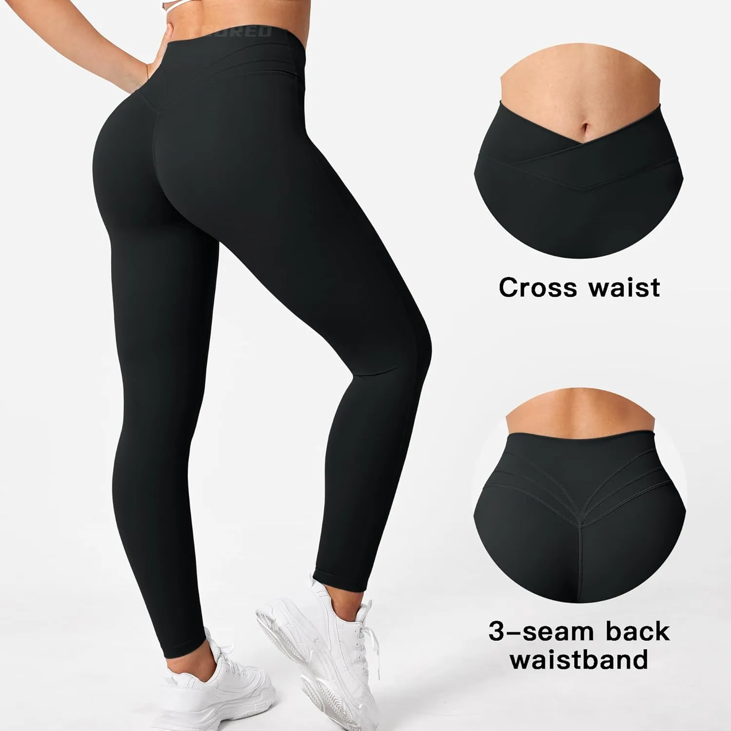 YEOREO Workout Leggings for Women Tummy Control Butt Lifting Leggings High Waisted Cross Waist Gym Yoga Compression Pants