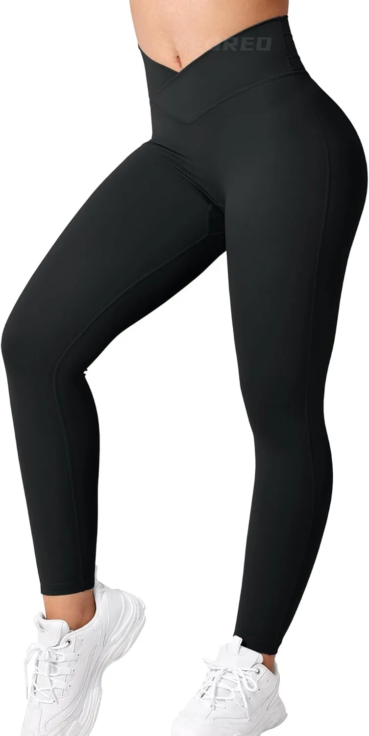 YEOREO Workout Leggings for Women Tummy Control Butt Lifting Leggings High Waisted Cross Waist Gym Yoga Compression Pants