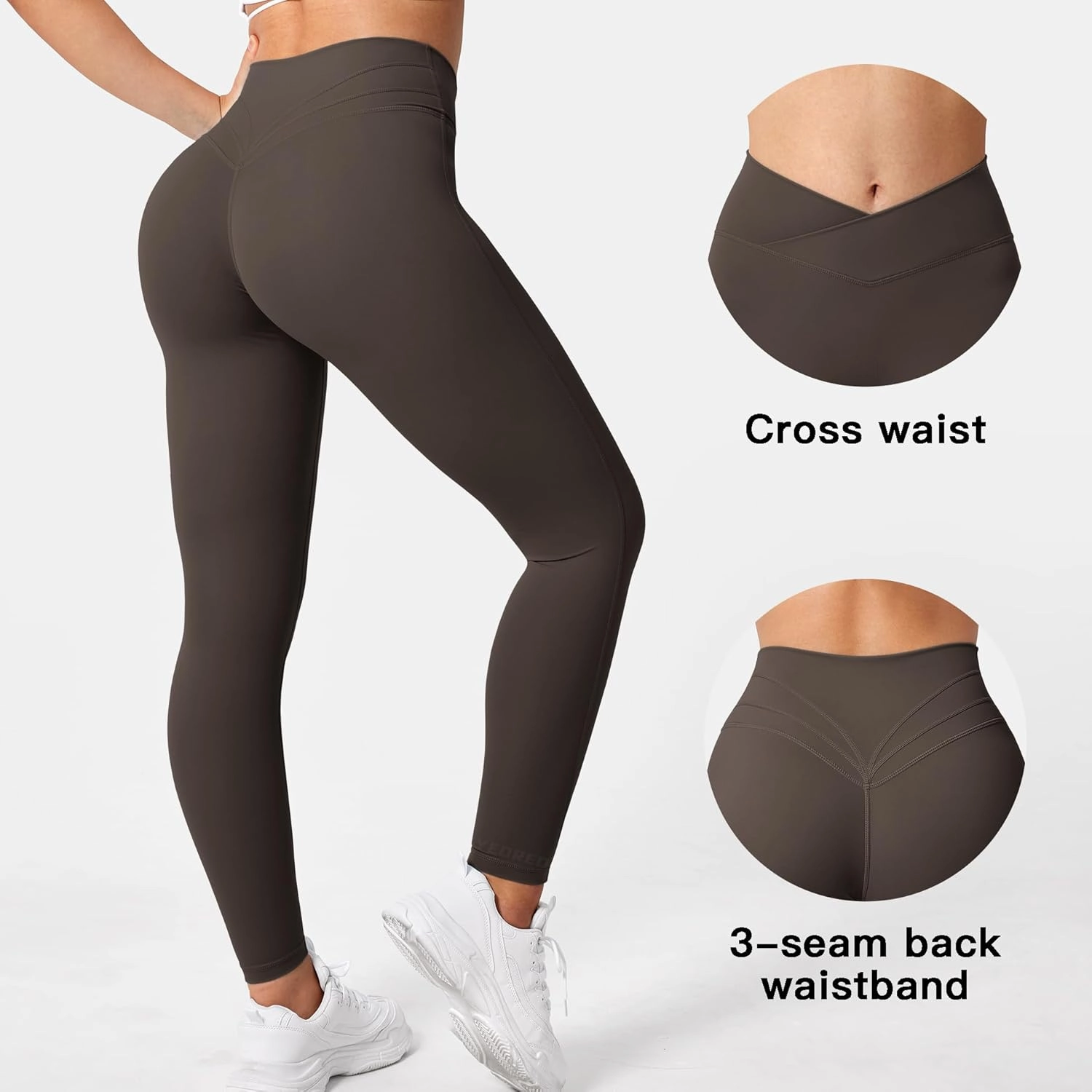 YEOREO Workout Leggings for Women Tummy Control Butt Lifting Leggings High Waisted Cross Waist Gym Yoga Compression Pants