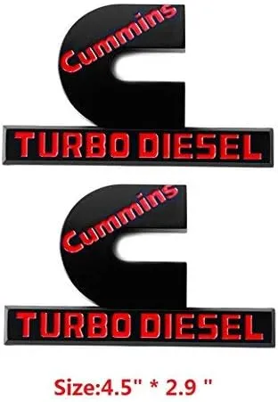 Yoaoo 2Pack OEM Black Cummins Turbo Diesel Emblem Badges Compatible with 2500 3500 Emblem Matte Red