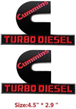 Yoaoo 2Pack OEM Black Cummins Turbo Diesel Emblem Badges Compatible with 2500 3500 Emblem Matte Red