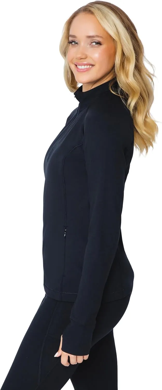 Yogalicious Nude Tech Half Zip Long Sleeve Jacket with Front Pockets