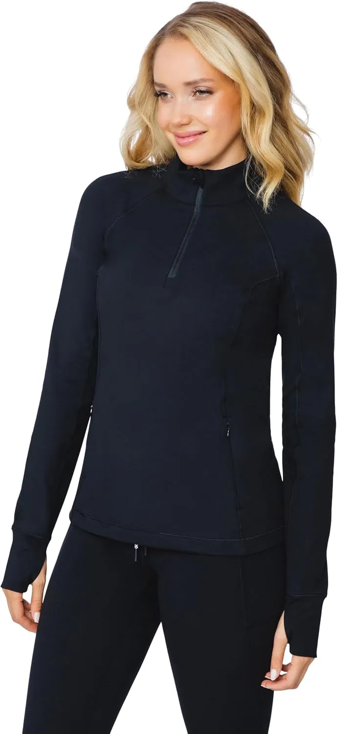 Yogalicious Nude Tech Half Zip Long Sleeve Jacket with Front Pockets