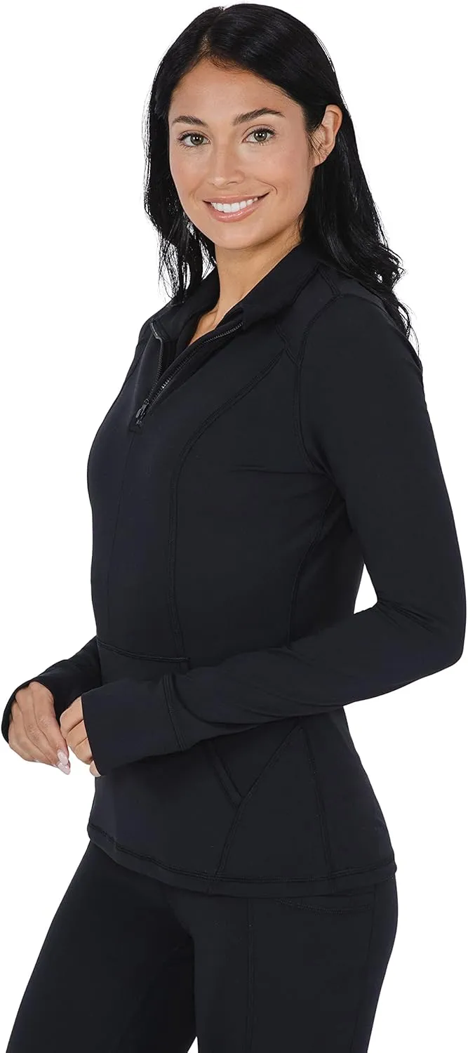 Yogalicious Nude Tech Half Zip Long Sleeve Jacket with Front Pockets