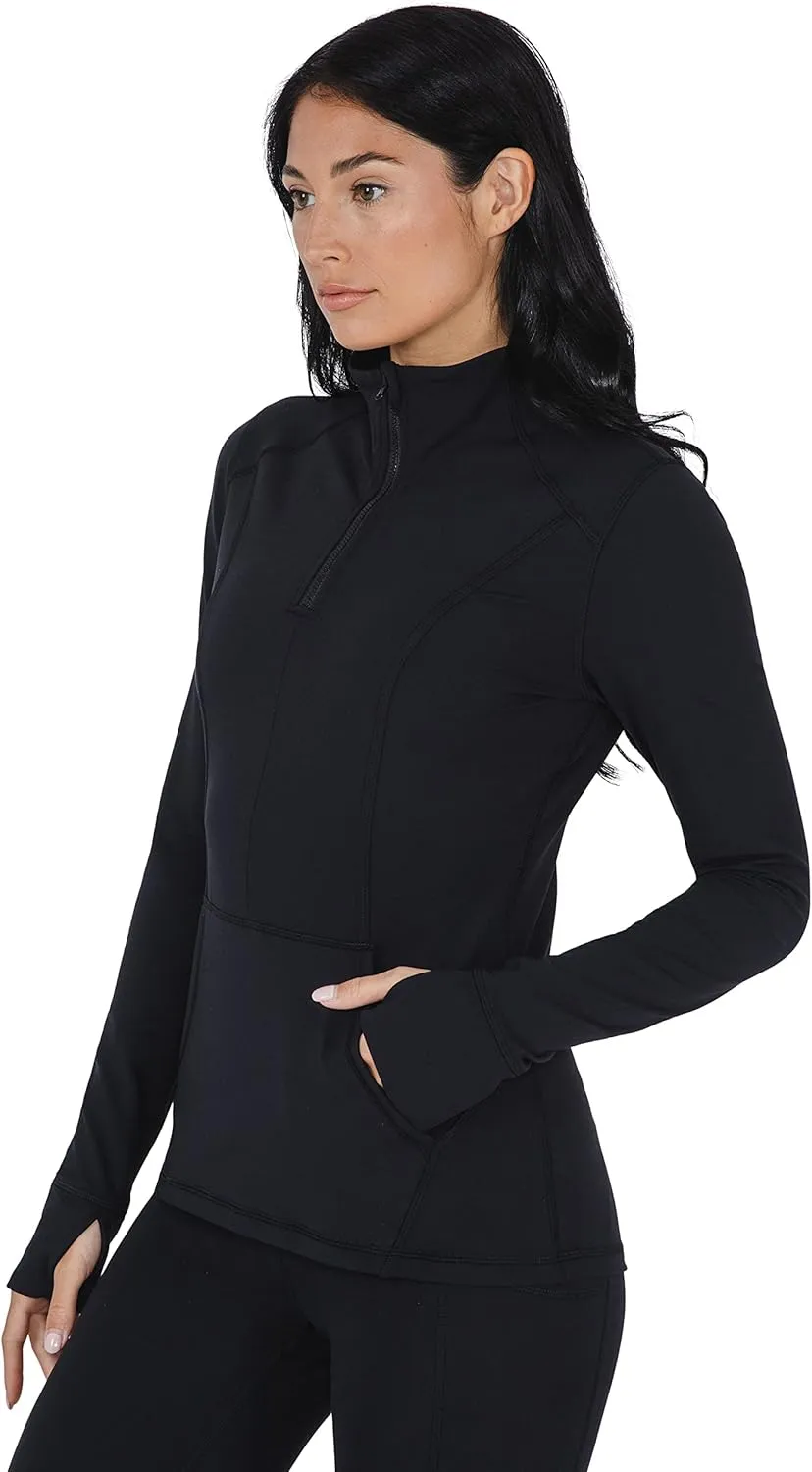 Yogalicious Nude Tech Half Zip Long Sleeve Jacket with Front Pockets