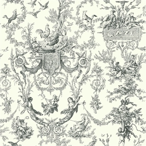 York Wallcoverings Ashford Toiles Old World Toile Prepasted Removable Wallpaper, White/Black
