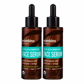 Youth Glow Balancing Serum – Organic, Face Serum with Tunisian Prickly Pear – Nourishing Omegas & Vitamin C for Oily, Blemish-Prone Skin – Cruelty-Free Skin Care by Mambino Organics, 2-Pack 1 fl oz