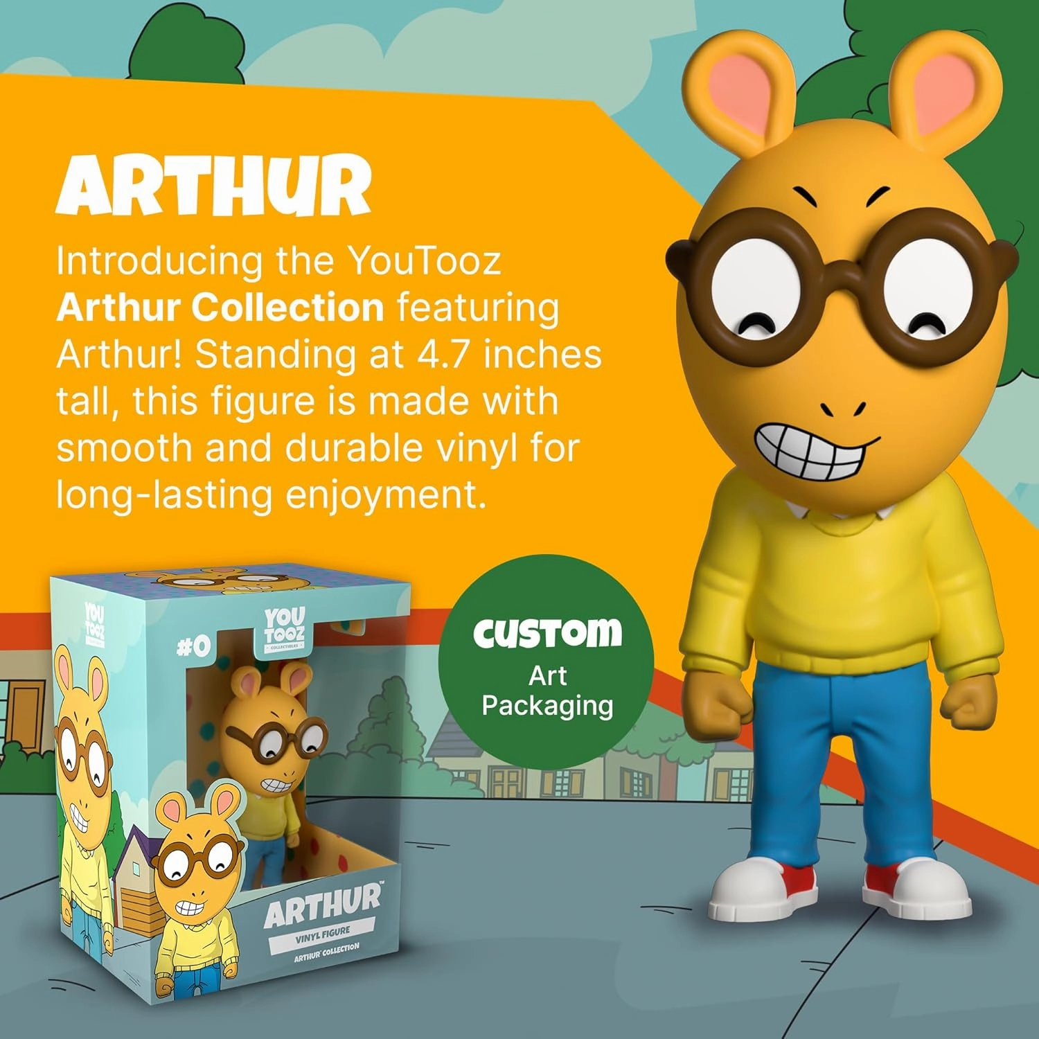Youtooz Arthur Vinyl Action Figure, 4.8" Aardvark Arthur Reed, Based on Famous Animated TV Series