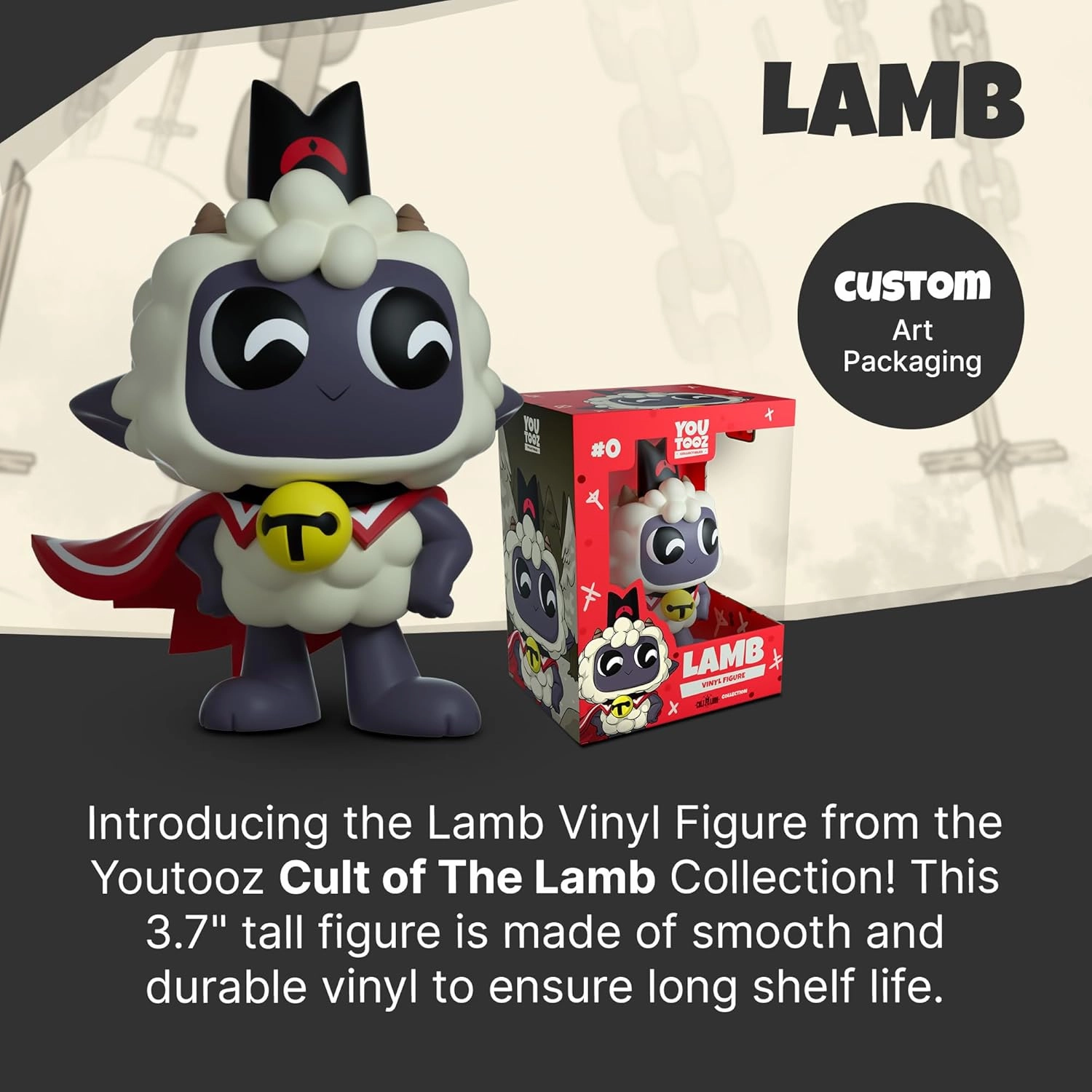 Youtooz Lamb 3.7" Vinyl Figure, Official Licensed Collectible from Cult of The Lamb Videogame, by Youtooz Cult of The Lamb Collection