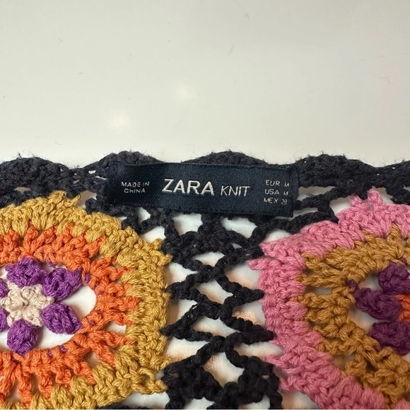 Zara Colorful Circular Motif crochet Sweater
