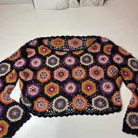 Zara Colorful Circular Motif crochet Sweater