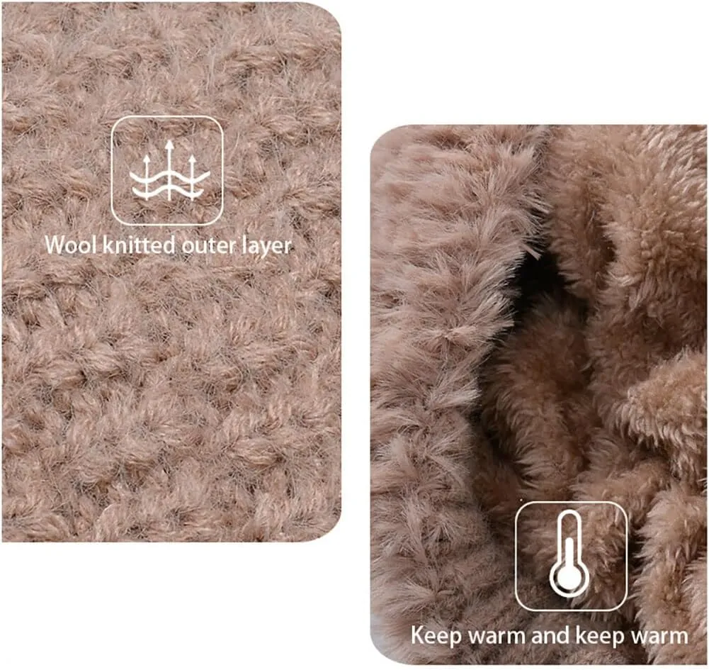 Zcargel 3 in 1 Women's Winter Hat, Women Balaclava Hat 55cm-60cm Warm Neck Warmer Sets Thick Soft Knitted for Outdoor Skiing