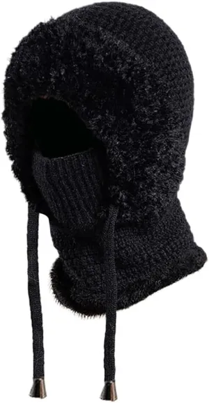 Zcargel 3 in 1 Women's Winter Hat, Women Balaclava Hat 55cm-60cm Warm Neck Warmer Sets Thick Soft Knitted for Outdoor Skiing