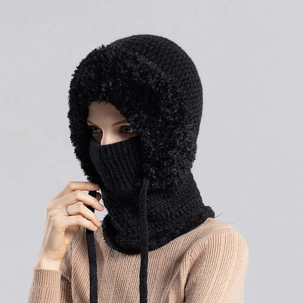 Zcargel 3 in 1 Women's Winter Hat, Women Balaclava Hat 55cm-60cm Warm Neck Warmer Sets Thick Soft Knitted for Outdoor Skiing