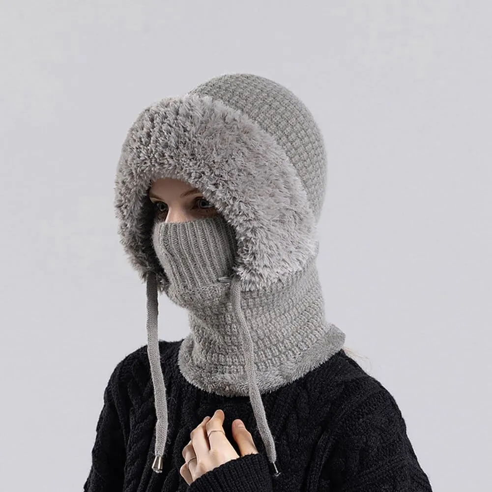 Zcargel 3 in 1 Women's Winter Hat, Women Balaclava Hat 55cm-60cm Warm Neck Warmer Sets Thick Soft Knitted for Outdoor Skiing